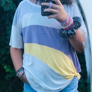 BiBi purple yellow and white shirt